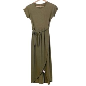 Army Green Faux Wrap Dress